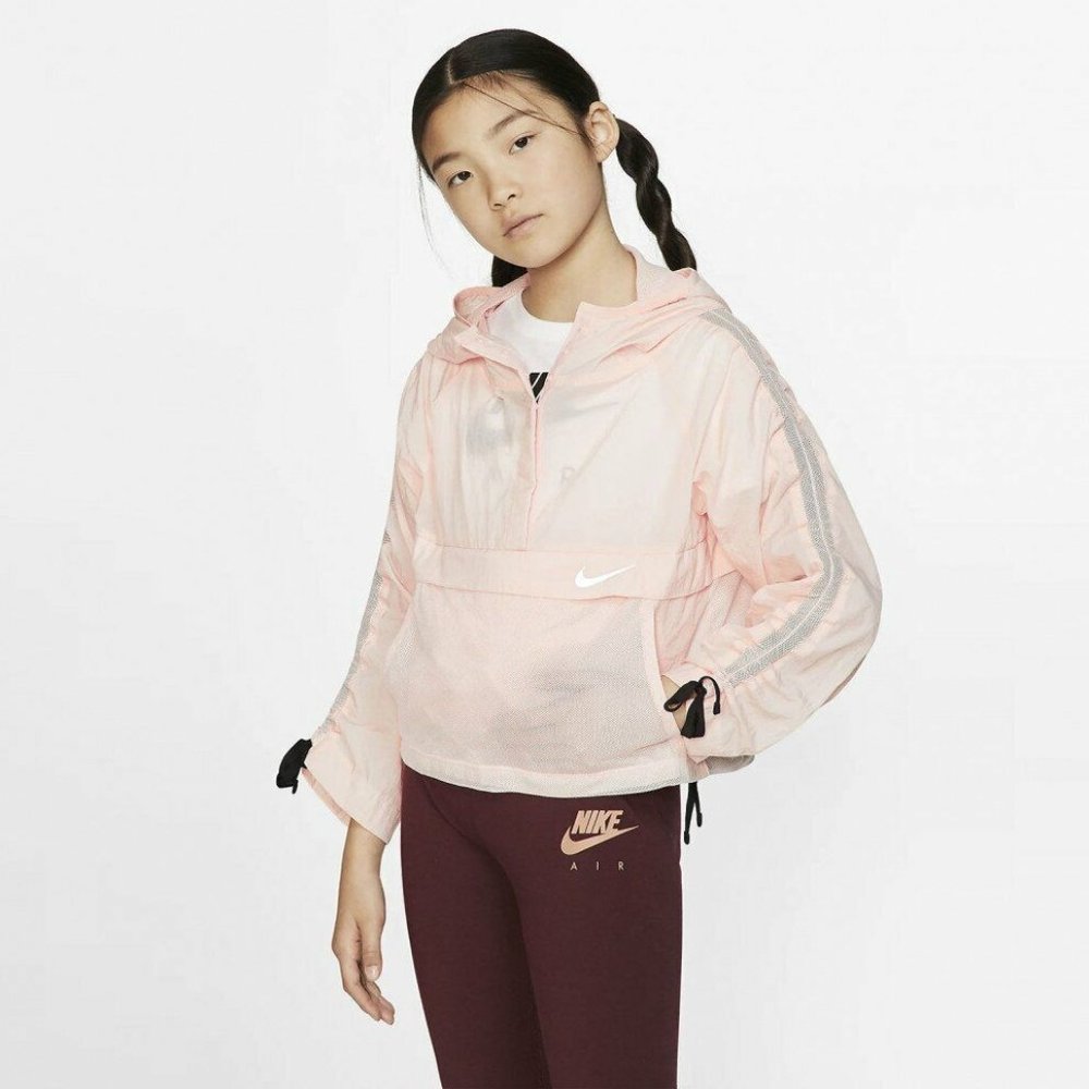 NWT $75 Nike Kids BIG GIRLS MEDIUM M RAIN JACKET HOODIE CONVERTIBLE FANNY PACK